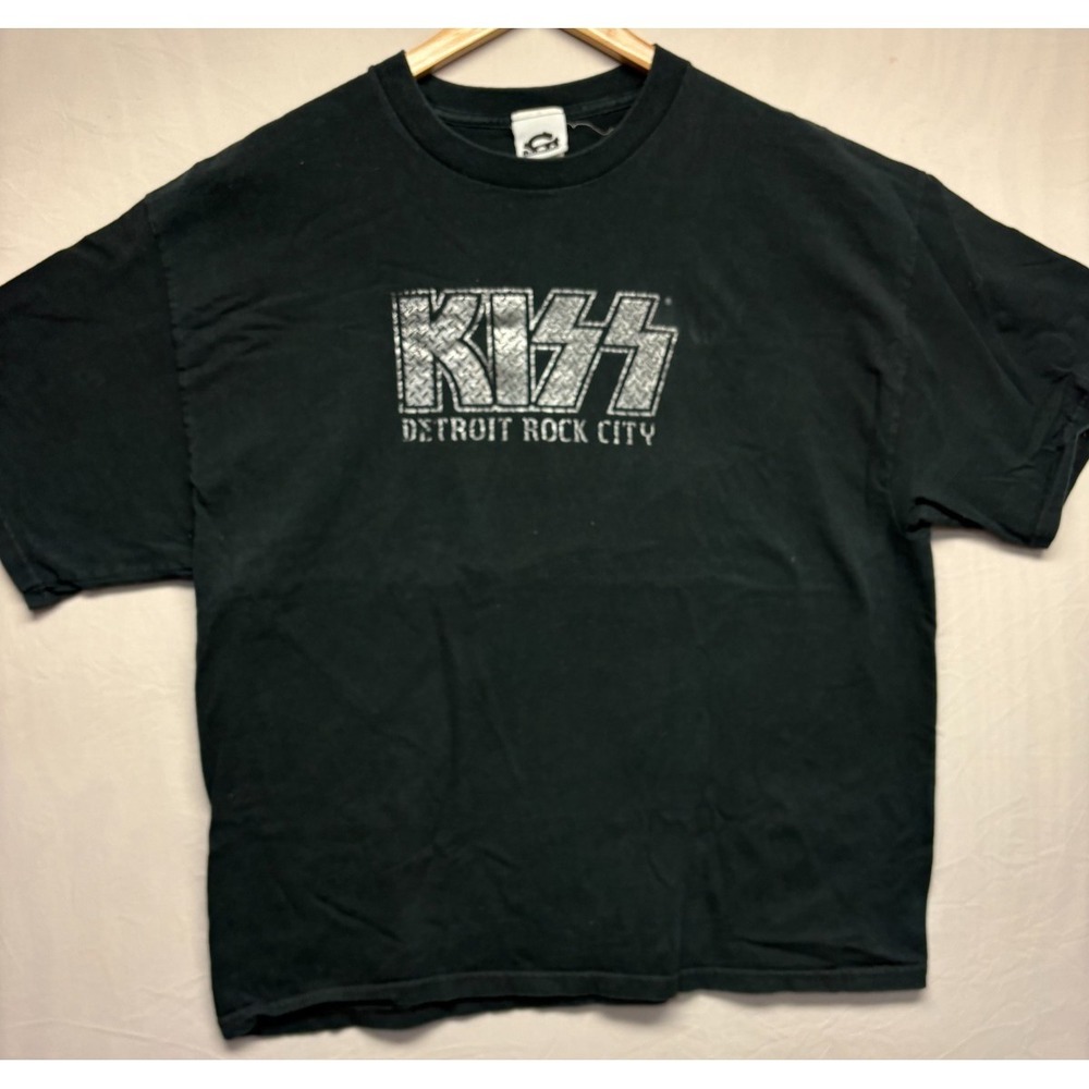 Kiss T-Shirt Mens Black Cotton Detroit Rock City Graphic Tee Vinyl XL Vintage
